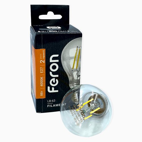 LED лампа филамент Feron LB-63 8W E27 4000K 6485