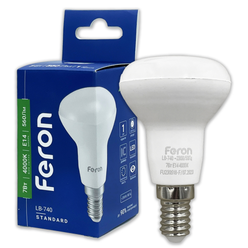 Світлодіодна LED лампа Feron LB-740 R50 7W E14 4000K (25983) 6301