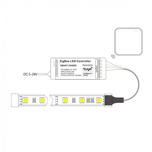 Контроллер управления Prolum RGB Wi-Fi 5-24V 15А ZigBee TUYA HomeLink 404007