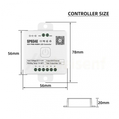 RGB контролер LT SPI smart+Bluetooth RGBW 12A 144W 5-24V SP634E 71048