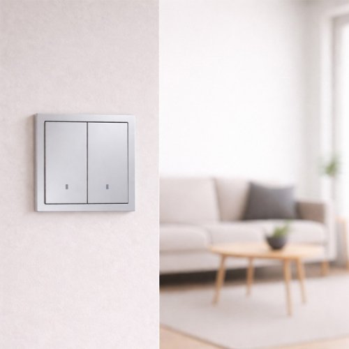 Выключатель Ardero EV112L-S Soft двухклавишный с подсветкой серебро 8721