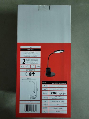Настільна LED лампа Eglo REHAMNA акумуляторна 2.1W 1500mAh USB 5V 2700-6500K 75723