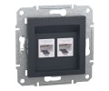 Розетка комп. подвійна RJ45 кат.6 UTP Schneider Asfora Антрацит EPH4800171 Розетка комп. подвійна RJ45 кат.6 UTP Schneider Asfora Антрацит EPH4800171