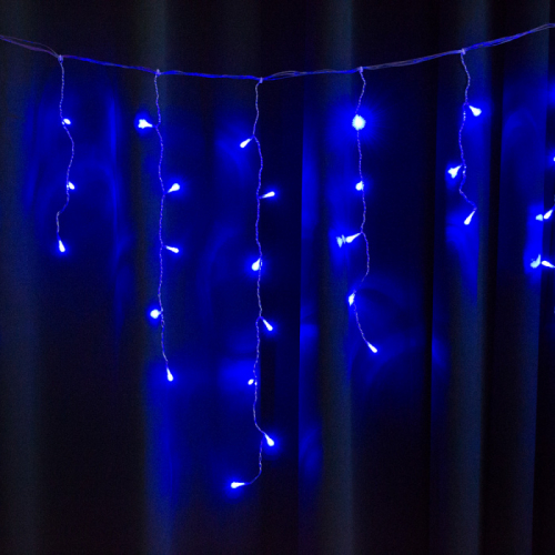 Led гирлянда Евросвет STARLIGHT бахрома синий 100LED 3,2х0,7м IP20 прозрачный провод 000057281