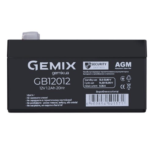 Аккумуляторная батарея Gemix Security Series AGM 12В 1.2Ah black GB12012
