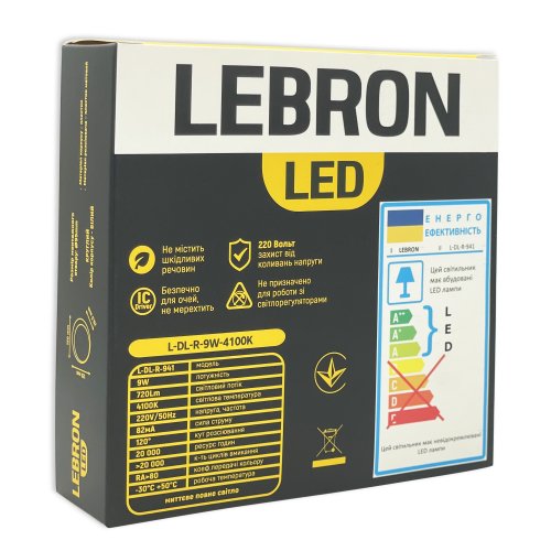 LED cветильник Lebron L-DR 9W 4100К круг 12-09-63