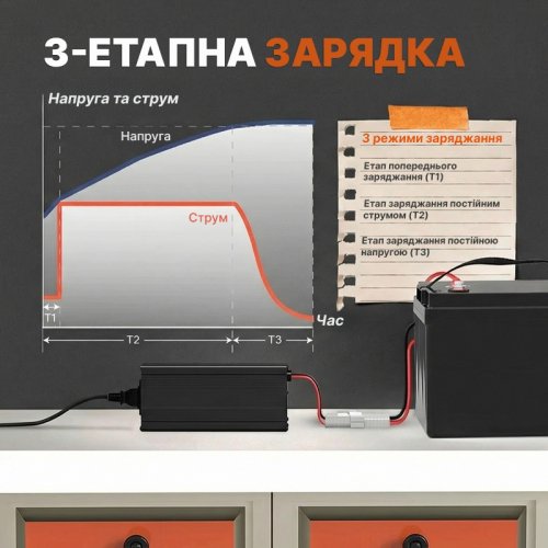 Зарядное устройство для аккумуляторов LiTime L12V20A-BCHA-X 12V 20A charger-litimе-l12v20a
