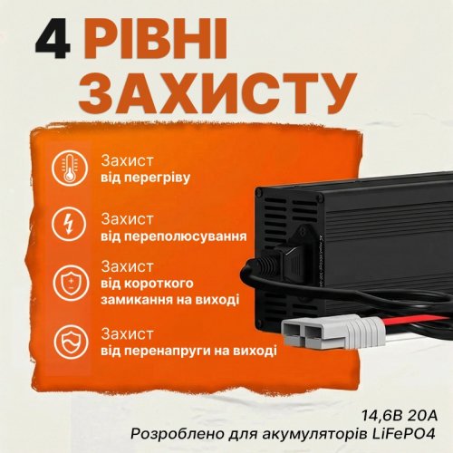 Зарядное устройство для аккумуляторов LiTime L12V20A-BCHA-X 12V 20A charger-litimе-l12v20a