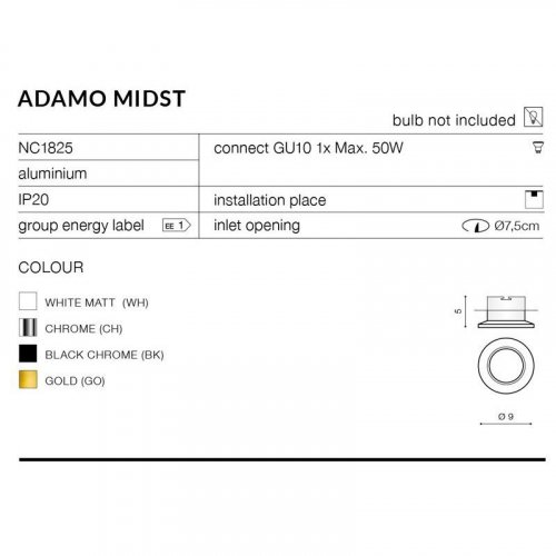 Точечный светильник Azzardo Adamo NC1825-M-BK