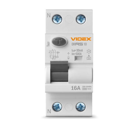 Диференційне реле VIDEX RESIST А 2п 30мА 10кА 16А VF-RS10-DR2А16