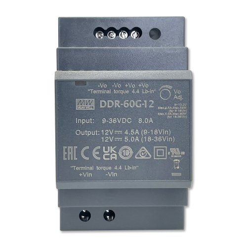 Изолированный DC/DC-преобразователь Mean Well на DIN-рейку 60W 5A 12V DDR-60G-12