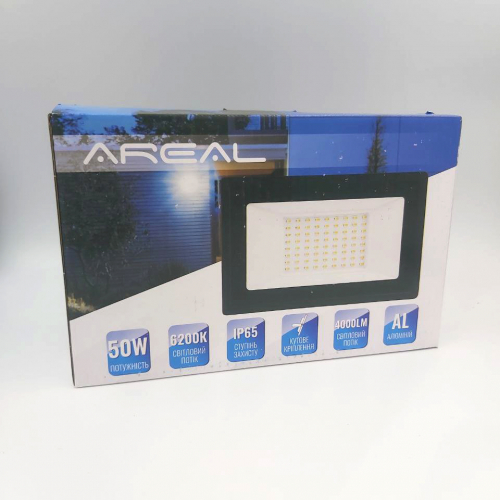 Світлодіодний прожектор 50W Biom AREAL 6200К IP65 4000Lm SMD2835 PR-50 22311