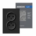 Розетка Ardero ER112-B Soft двойная без заземления черная 8642 Розетка Ardero ER112-B Soft двойная без заземления черная 8642