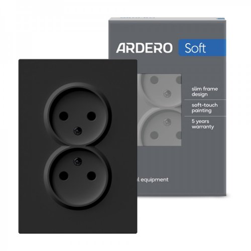 Розетка Ardero ER112-B Soft двойная без заземления черная 8642