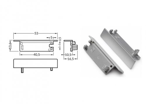 Комплект заглушок TOPMET для врізного профілю FLAT8 53х13мм Z FLAT8 Silver