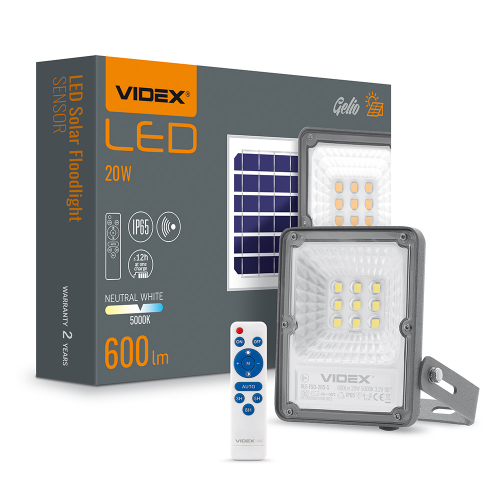 LED прожектор на солнечной батарее автономный Videx 5000К IP65 VLE-FSO-205-S