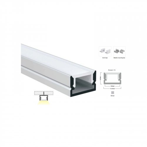Комплект LEDBOX S профіль накладний алюмінієвий анод.LP-SL140B + розсіювач матовий 18735