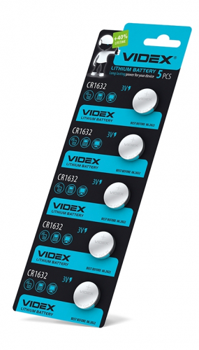 Батарейка літієва Videx CR 1632 BLISTER CARD CR1632 5pc (1 блістер) 5 шт.