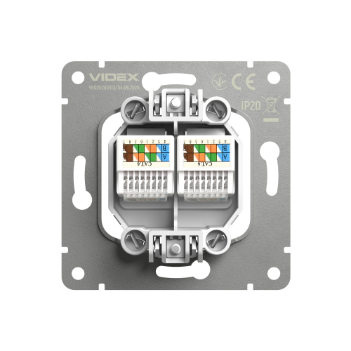 Розетка Videx Nota двойная компьютерная белая VF-NT-SK2PC6-WH