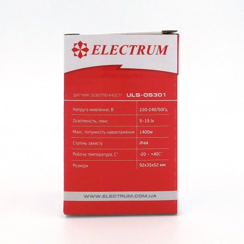 Датчик освітленості Electrum ULS-OS301 6А Білий D-SL-1420