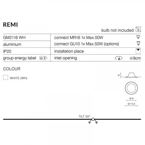 Точковий світильник Azzardo Remi GM2116 WH AZ1363
