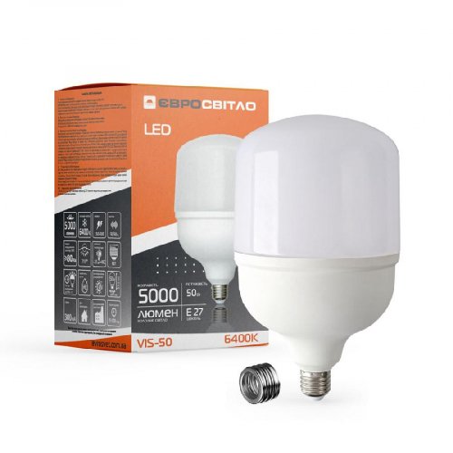 Світлодіодна LED лампа Євросвітло 50W Е27 + Е40 6400K (VIS-50-E40) 000040896