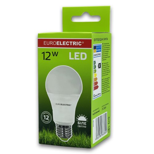 Світлодіодна LED лампа Euroelectric A60 12W E27 4000К LED-A60-12274(AV)