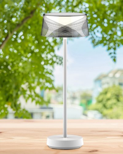 Настільна LED лампа Goldlux Casablanca акумуляторна вулична 2700K IP44 на сонячній батареї білий 329882