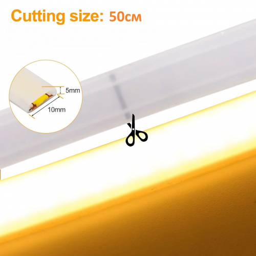 Светодиодный неон LT COB 5х10мм 288шт/м 9W/м синий 220V IP67 94108