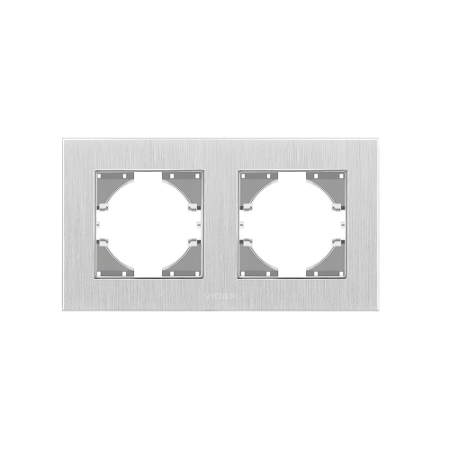 Рамка сріблястий алюміній 2 пости горизонтальна Videx Binera VF-BNFRA2H-SL