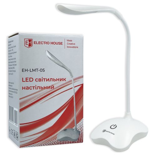 Настільна LED лампа на батарейках ElectroHouse USB 1.5W 6500K біла EH-LMT-05