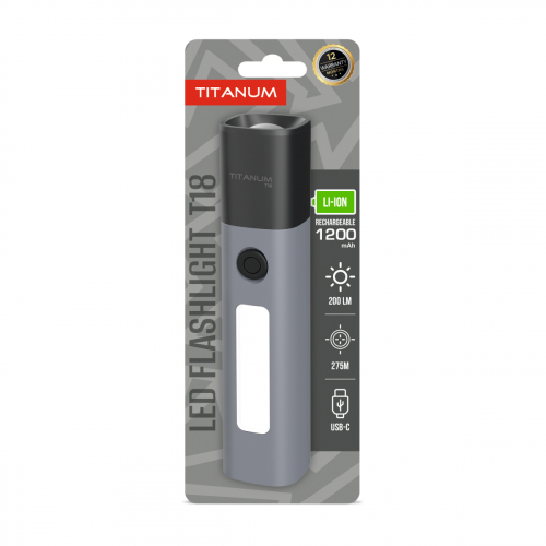 Портативный светодиодный аккумуляторный LED фонарик Titanum 200Lm 8000K X2 TLF-T18