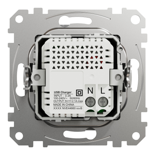 Розетка Schneider Sedna Design з заземленням 2 USB A IP20 алюміній SDD113401