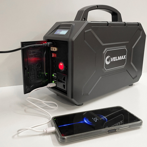 Портативна зарядна станція Velmax V-PPS-200sp 200W із сонячною панеллю 3×30W 31-10-03