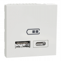 Двойная USB розетка A+C Schneider Unica New белая NU301818