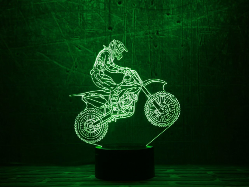3D світильник "Мотоцикл 6" з пультом+адаптер+батарейки (3ААА) 09-040