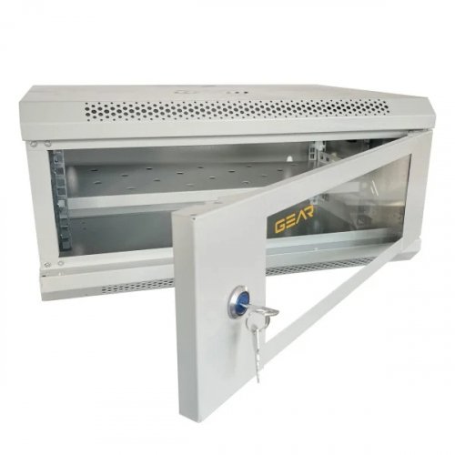 Шкаф серверный настенный Gear 4U с полкой 600x600х240 серый GWMSN-4U-600-600G