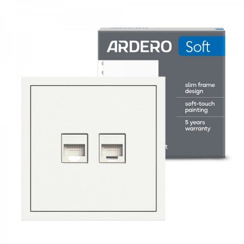 Розетка Ardero ER152PC-W Soft подвійна комп'ютерна біла 8635