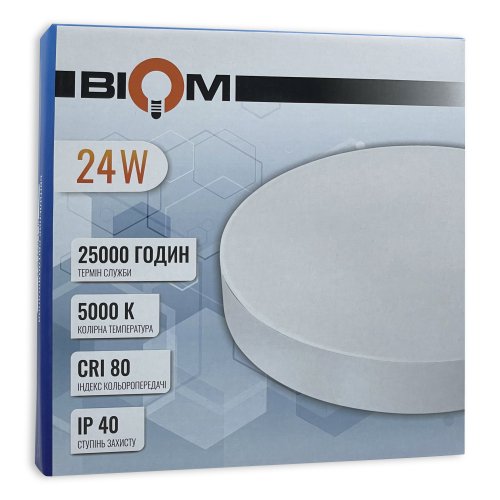 LED світильник накладний Biom 24W 5000К IP40 круглий білий NL-1-R24-W-5 25789