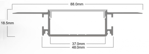 Комплект LEDBOX S профіль алюм. врізний LP-SPL083 анод. + розсіювач матовий 12561