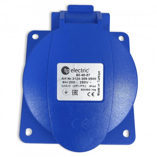 Розетка силова промислова TP Electric 3x32A 2P+PE із заземленням кутова 60-40-87