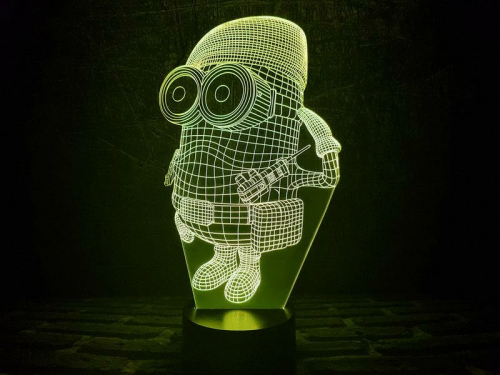 3D светильник "Миньон военный" с пультом+адаптер+батарейки (3ААА) 04-015