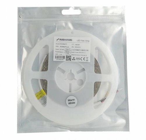 LED стрічка Rishang SMD2835 60шт/м 6W/м IP20 24V 4000K RD0860TC-B 13261