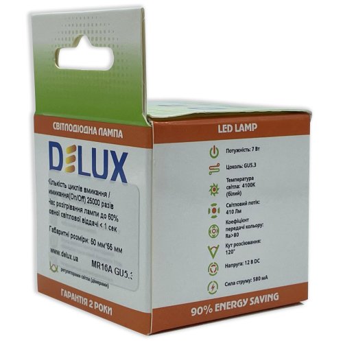 LED лампа DELUX MR16A 7W GU5.3 4100K 12V 90021252