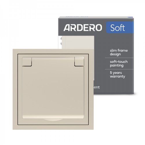 Розетка Ardero Soft ER131-C одинарная с заземлением крышкой и шторкой шампань 8674