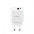 Мережевий зарядний пристрій HAVIT 20W USB-A+USB-C White HV-UCP019-WH