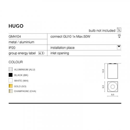 Корпус светильника Azzardo Hugo GM4104_bk