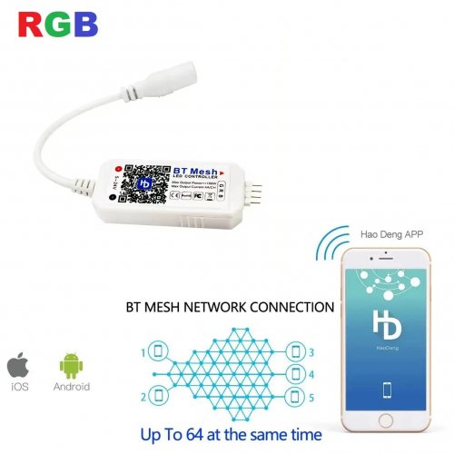 Контролер LT RGB Bluetooth 5-24V 100W для багатобарвної світлодіодної стрічки BTMesh-RGB 071047