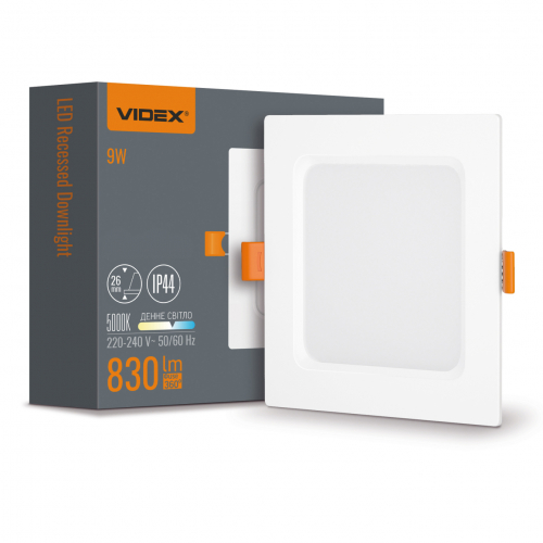 Точковий LED світильник Videx Back 9W 5000K вбудований квадрат VL-DLBS-095