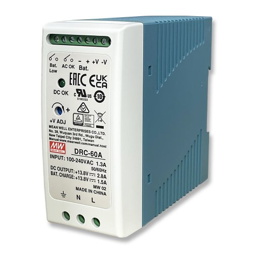 Блок питания Mean Well на DIN-рейку с функцией UPS 60W 2.8A 13.8V DRC-60A